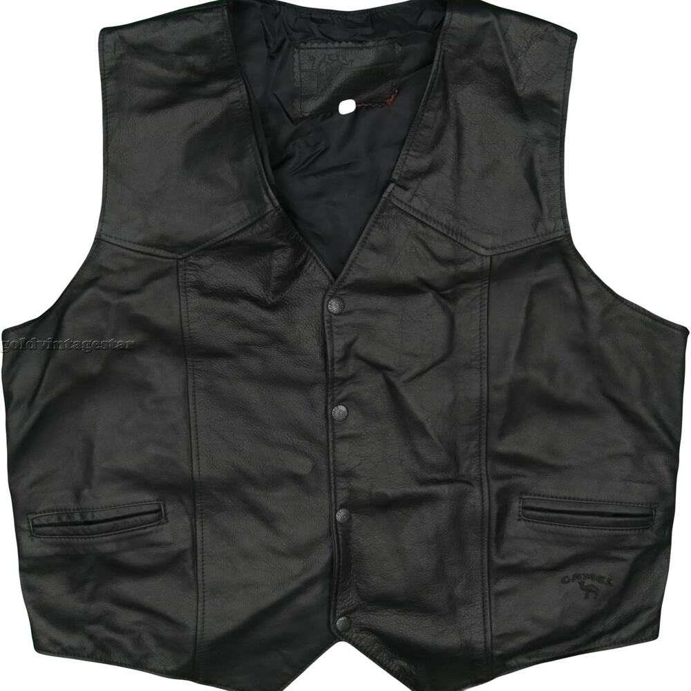 Branded Garments Inc Camel Embroidered Biker Leather Vest